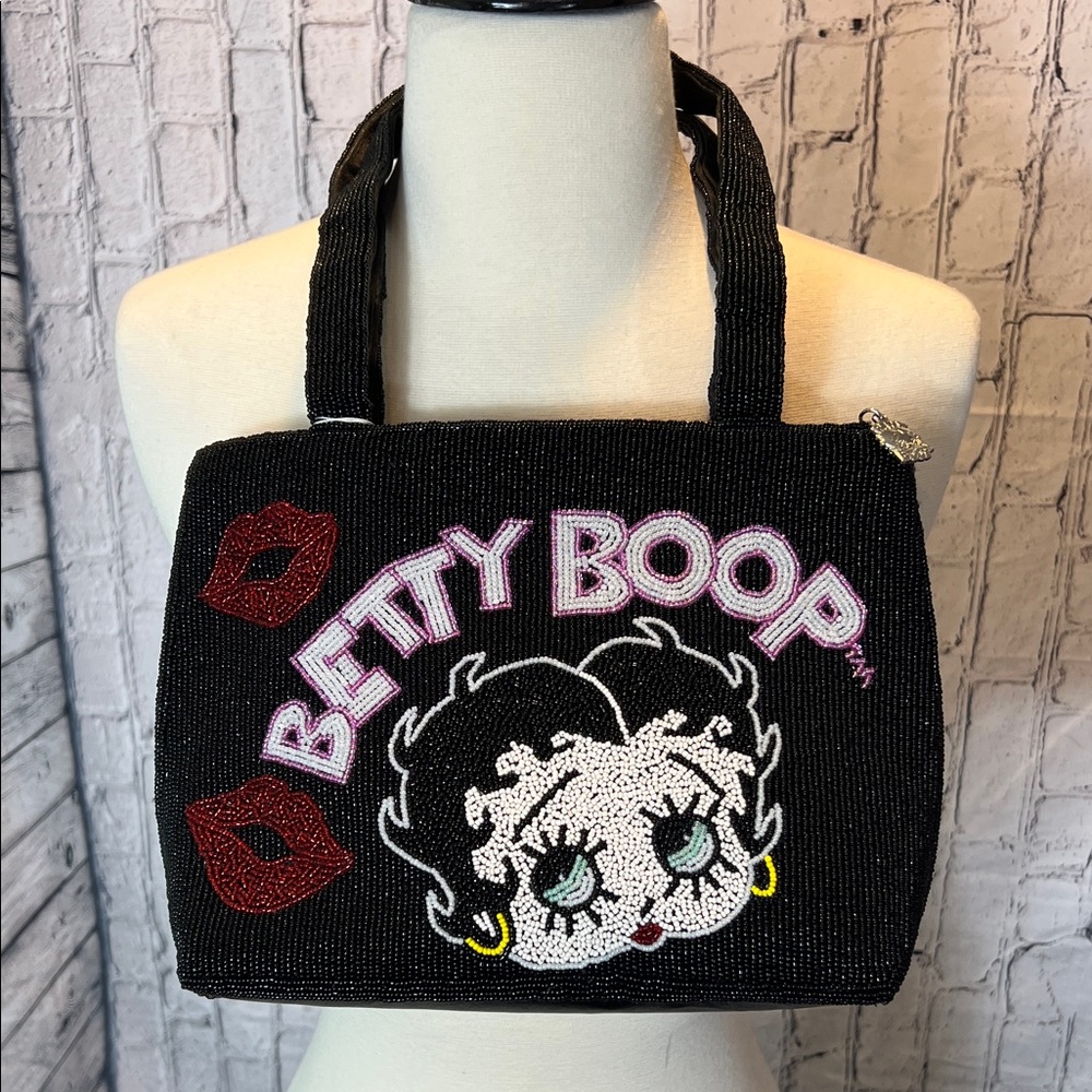 Betty Boop Black and Red Beaded Shoulder Bag
